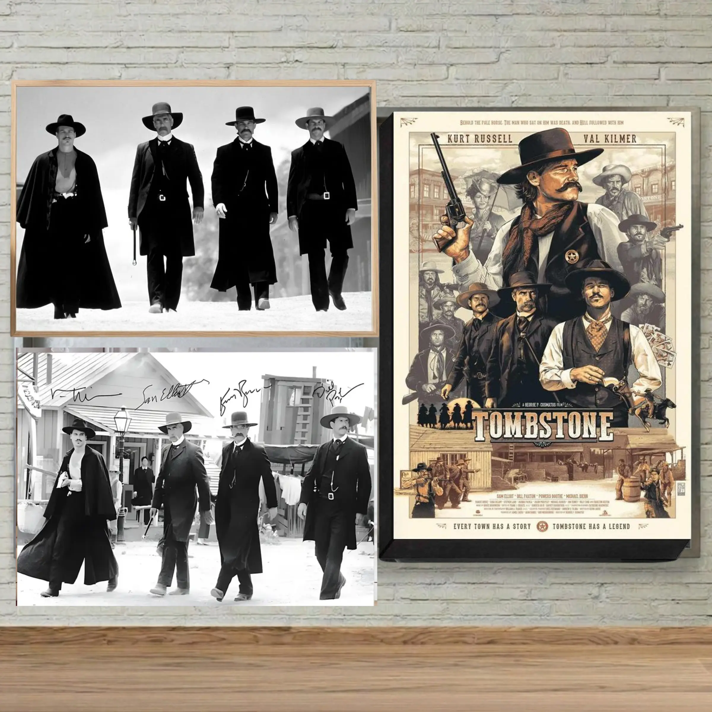 [NO FRAME] Vintage Western Cowboy Walking Scene Poster, Classic Frontier Outlaw Wall Art, Old West Aesthetic Print for Man Cave Decor