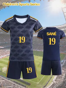 Name SANÉ and Number 19 - Children's Summer Football Kit, a two-piece set including a jersey and shorts, lightweight and breathable, suitable for sports and casual wear, the perfect choice for outdoor activities