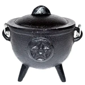 Pentagram Cast Iron Cauldron — 4.5 Inch Wicca Altar Tool