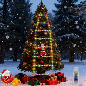 USB-powered Christmas ladder light -LED outdoor Christmas courtyard decoration, Christmas wall decoration, Christmas tree decoration light, 8 flashing modes, suitable for outdoor courtyards, fences, Windows or indoor Christmas decoration