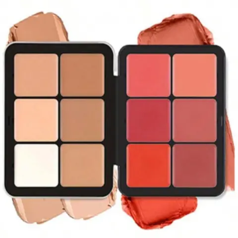 12-Colour 2-in-1 Bright Matte Cream Blush & Concealer Compact Palette Cosmetic, Cream Texture, Blendable, Viscous, Durable, Easy Application, Color Correction, Natural-Looking Finish, Face-Flattering for Combination Skin Any Powder Makeup Contour