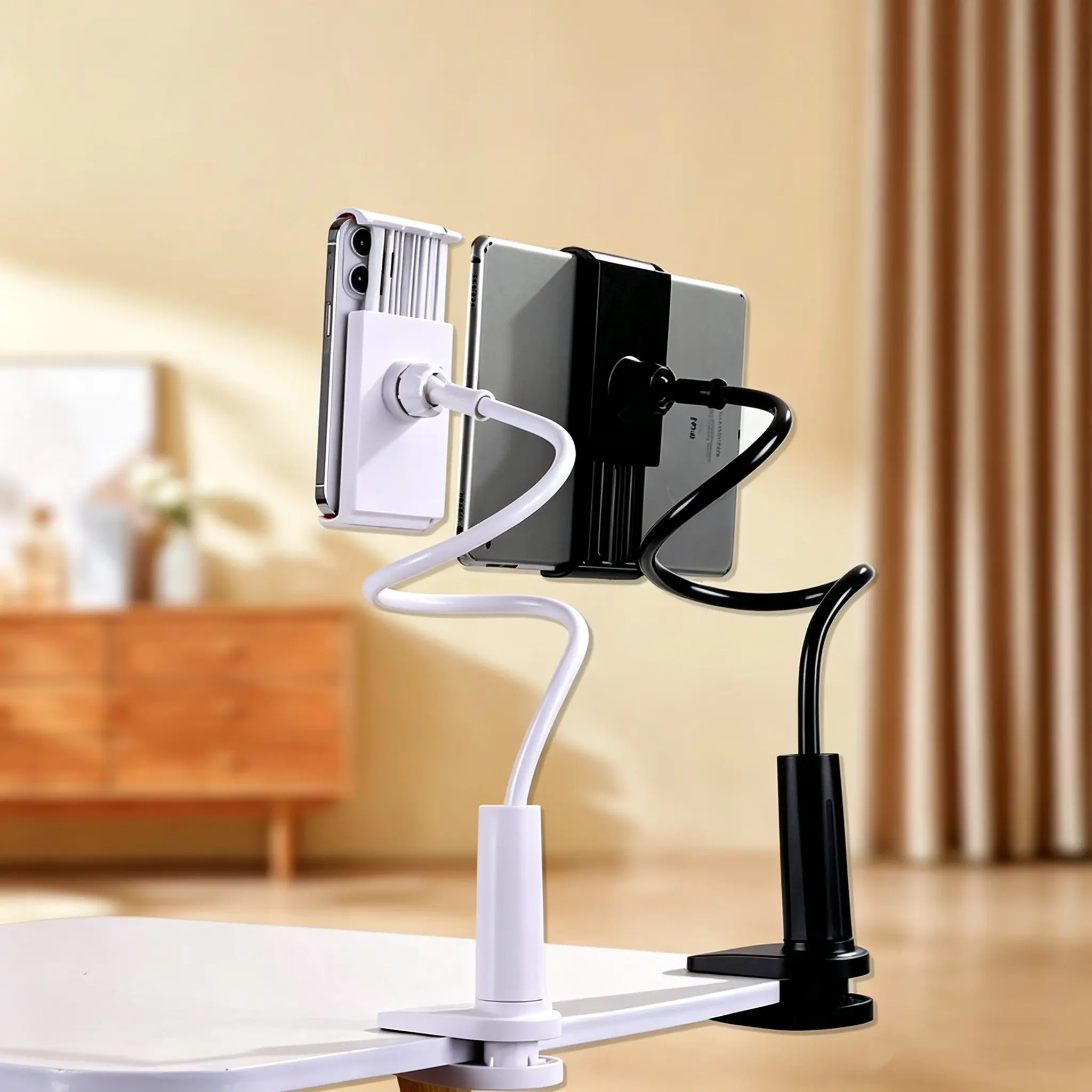 360° Adjustable Flexible Long Arm Gooseneck Holder - Universal Mobile Phone & Tablet Lazy Clamp Stand, Phone Accessories