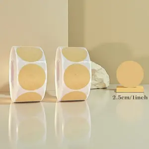 Kraft Paper Stickers Roll, Permanent Adhesive Round Labels, Food Container Kitchen Gift Tags, 500 Pieces