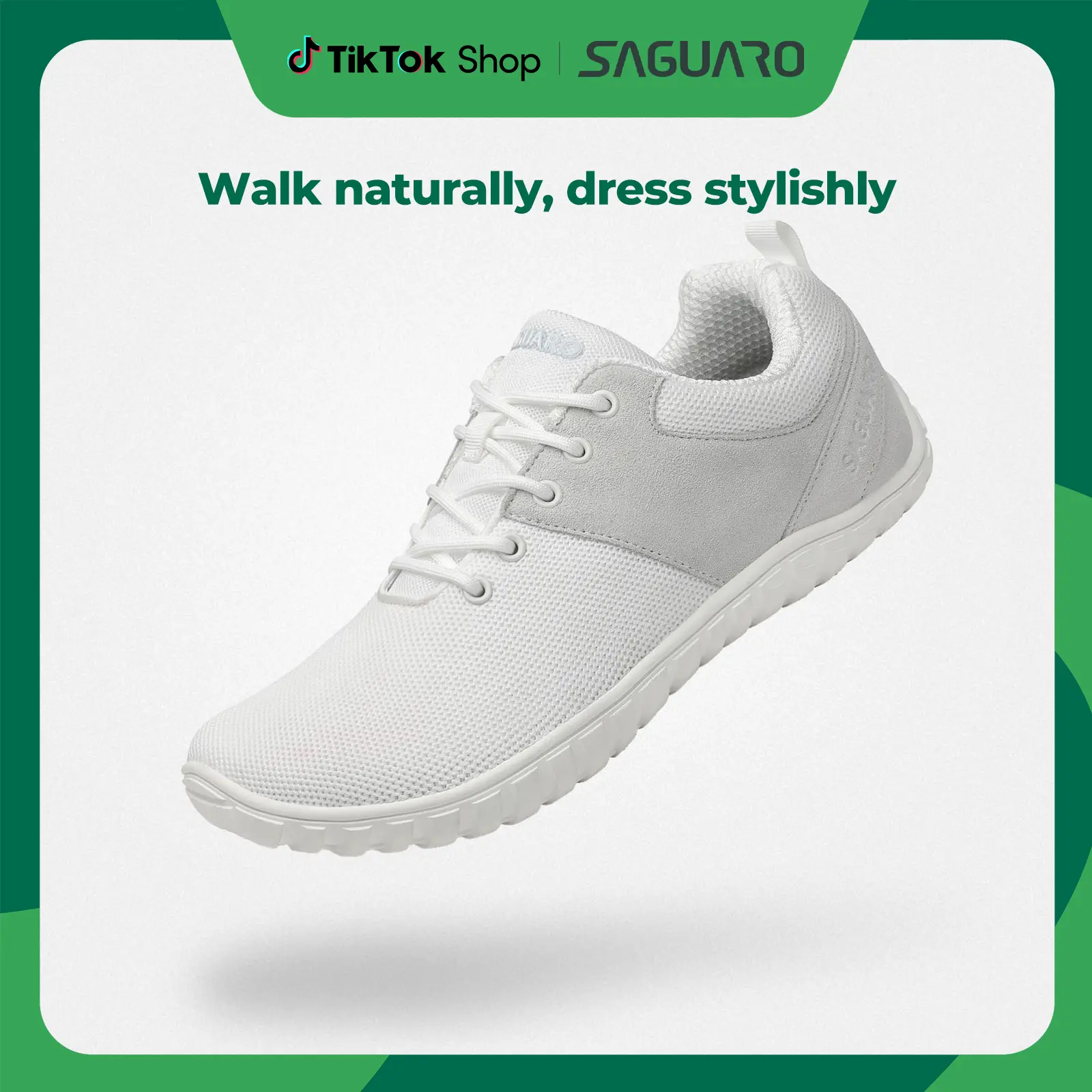 Saguaro Wish Unisex Minimalist Barefoot Casual Jogging Shoes - Lace-Up Mesh+Suede Upper, Mesh Upper Lets Feet Breathe, Antimicrobial, Breathable Natural Rubber Wide Toe Box, Quick Drying, Non-Sloping Outdoor Walking Running Athletic Trainers