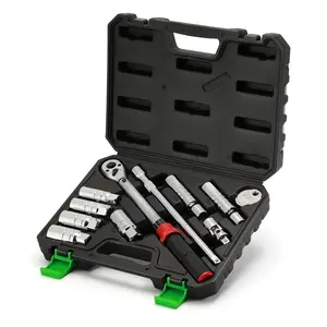 11Pcs 3/8" Drive Spark Plug Socket Set with Click Torque Wrench, Spark Plug Gapper, Universal Joint, Extension Bar, 9/16", 5/8", 3/4", 13/16", 14, 16 and 18mm, CR-V Sockets with Rubber Rings