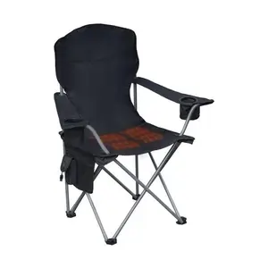 Camp & Go Black Heated Deluxe Quad Chair