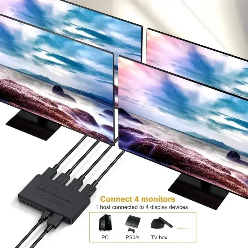 1 in 4 Out HDMI-Compatible Splitter HD 4K Video Switcher Cable Adapter 1x4 Hub For PS4 Laptop Monitor TV Box Projector,Protective,Case,for Little Tikes Story Machine,Ultra,Android Smart TV Box,Portable,Washable,Foldable Proje,Mic,Arm,with ,,,sou,home,ktv,