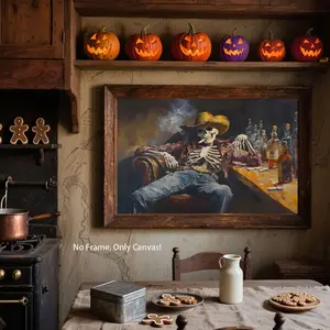 Western Cowboy Style Halloween Wall Art, Unique Horror Design for Living Room & Bedroom Decor, Perfect Gift Idea for Festive Occasions