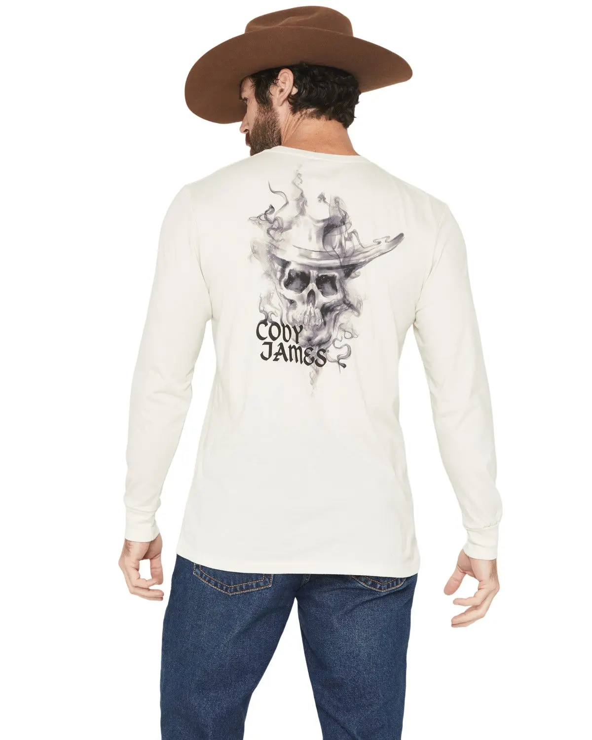 Cody James Men's Men'S Smoke Skeleton Long Sleeve Graphic T-Shirt - Cjho25t13-Nat