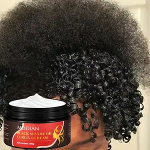 100g Sesame Oil Curl Cream, Long-Lasting Frizz Control and Curl Elasticity for Dry and Curly Hair, Hydrating Hair Styling Balm for Men and Women