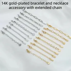 14K Gold Filled Extendable Tail Link Nut Connector DIY Making Accessories Necklace Bracelet Tail Chain Handmade DIY Jewelry Accessories Clasp Extension Chain