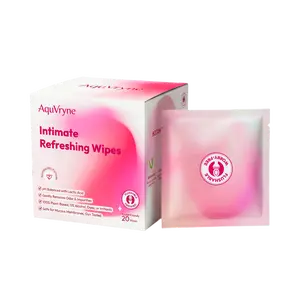 AquVryne pH-Balanced Feminine Wipes, Fragrance-Free& Paraben-Free, Flushable, Portable Travel Size for Period,Post-Gym & Daily Freshness