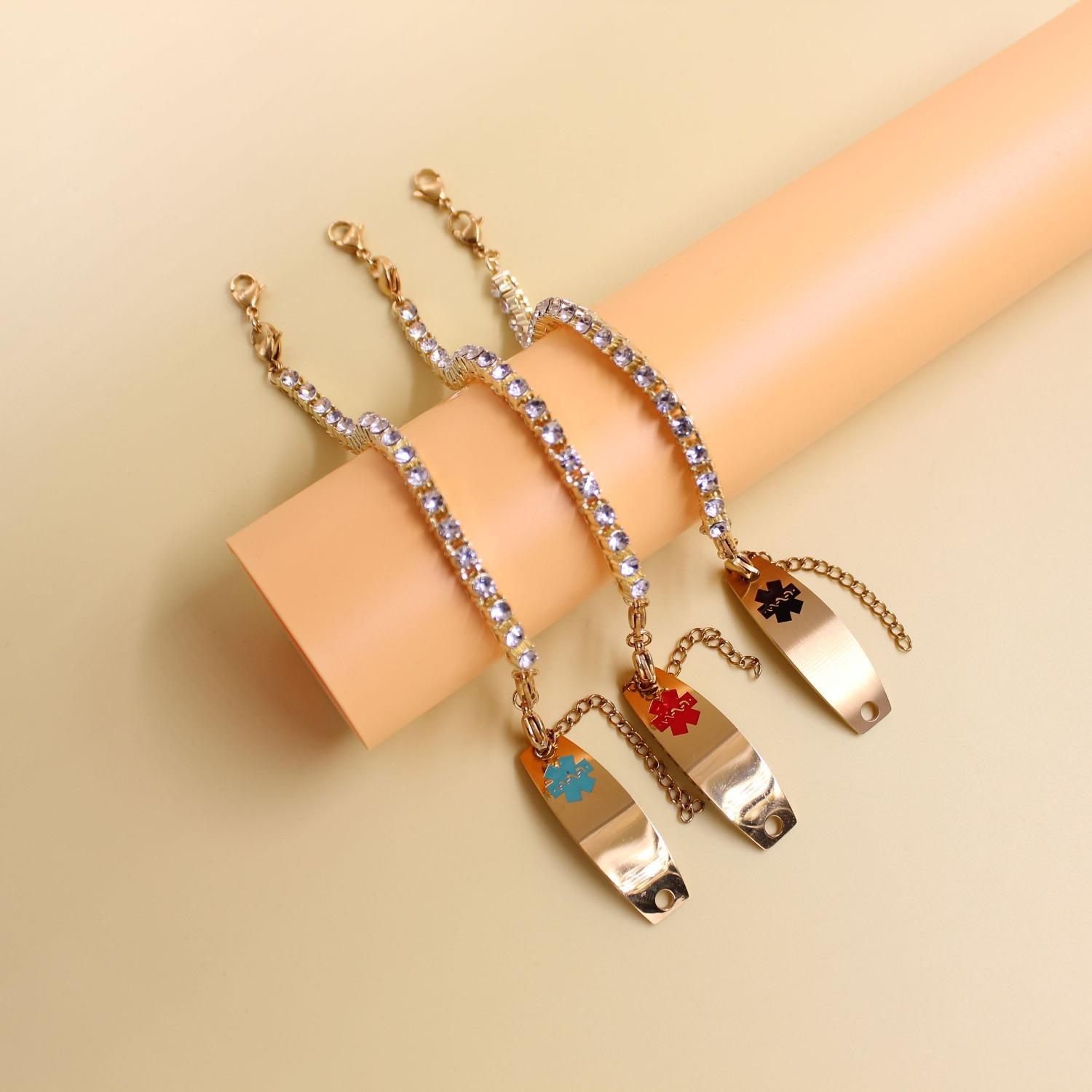 Uloveido Customizable QR Code Medical Alert Tennis Bracelet, Silver and Gold Color Options, Personalized Engraved Health ID Jewelry, Scannable Emergency Contact Wristband for Women Uloveido Customizable QR Code Medical Alert Tennis Bracelet, Silver and Gold Color Options, Personalized Engraved Health ID Jewelry, Scannable Emergency Contact Wristband for Women