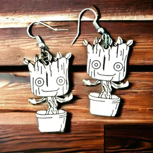 Baby Groot earrings, I am groot. Dangling Groot earrings. Female, Elegant
