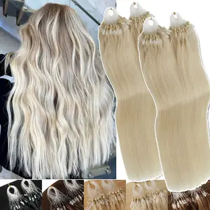 Microlink Extensions Micro Ring Beads 100% Remy Real Human Hair Extensions Full Head 0.5 g/s Loop In Invisible Hair Tips 16“-24” Highlight DIY