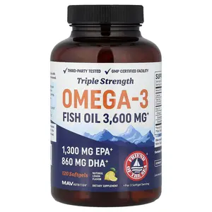 MAV Nutrition Omega-3 Fish Oil, Natural Lemon, 120 Softgels