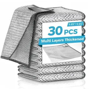 30 PCS Multi Layers Thickened  Dishcloths  Reusable Dishwashing Rags for Wet & Dry Use Kitchen Cleaning Cloth for Sinks Pans & Dishes Washable & Durable 9.85x9.85 Inches 10 counts purpose was Non-Scratch home things sponge  multipurpose
