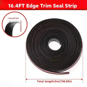 16.4FT Edge Trim Seal Strip with 2PCS Adhesion Promoters,0.75In Width,Noise Reduction,Waterproof,for Car Windshield and Sunroof Sealing
