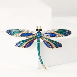 Fashionable Blue Rhinestone Dragonfly Brooch - Classic Enamel Insect Pin, Made of  Alloy, Not Washable - a Perfect Stylish Accessory And Gift.
