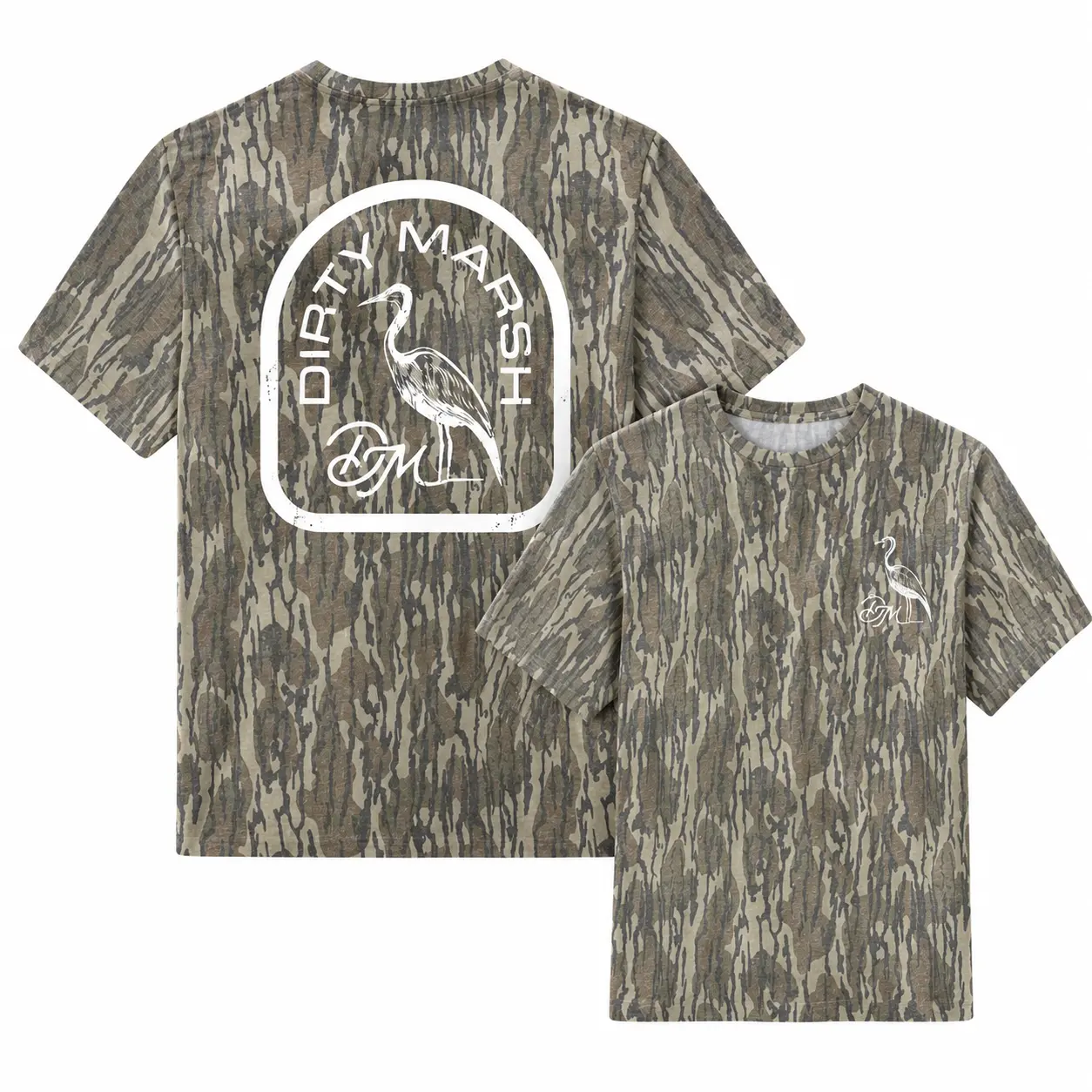 Men's Dirty Marsh Mossy Oak Tee, Camo Original Bottomland Tee For Men And Women, Camo Pattern Men's T-Shirt, Soft Breathable Cotton