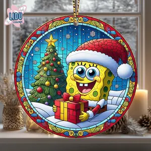 Spongebob Ceramic Ornament, Cartoon Ornament, Christmas Decor, Spongebob Ornament