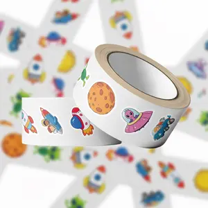 500pcs Cartoon Space Planet Roll Sticker Series Office Supplies Notebook Accessories Sealing Stickers for Cups, Laptops, Suitcases, DIY Decorative Stickers, Birthday Gifts