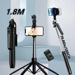 1.8m Smartphone Tripod with Wireless Bluetooth-compatible Remote, Selfie Stick for Video Shooting, Adjustable Height and Stability, Selfie Accessories