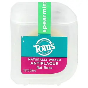Tom's of Maine Naturally Waxed Antiplaque Flat Floss, Spearmint, 32 yd (29 m)