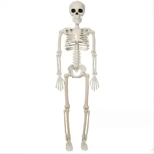 Halloween Scary Skeleton Decorations, Moving Skeleton with Plastic Skull for Graveyard Haunted House Outdoor Setup