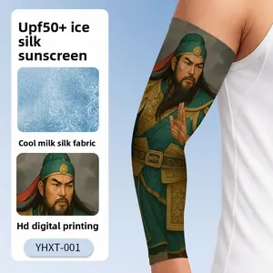Summer riding long ice silk flower arm sunscreen sleeve for men and women driving sunshade arm print ice sleeve