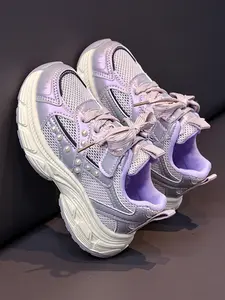 2026 Summer New Girls' Dad Shoes, Pearl Soft Sole Breathable Kids' Sports Shoes, Comfortable and Stylish Footwear for Children