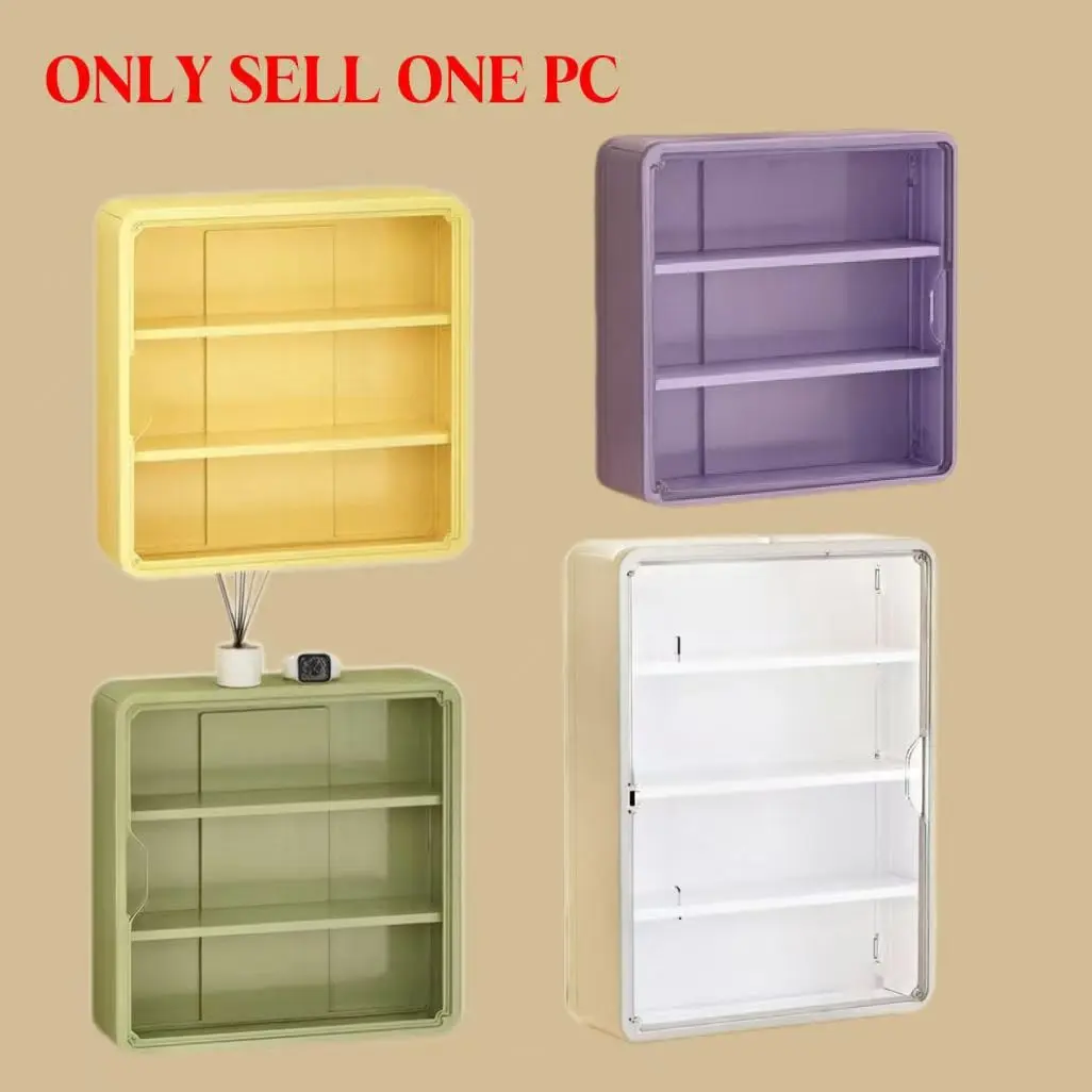 Large Wall-Mounted Display Rack, 4-Layer Acrylic Storage Box, Display Container, Space-Saving Doll Shelf, Transparent Compartments, Clear Display, Ideal for Holidays