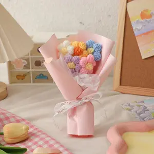 Handmade Crocheted Flower Bouquet - Knitted Yarn Fake Flowers, Knitted Artificial Flowers, Sweet Gift for Friends & Family, Perfect for Souvenirs, Daily Surprises & Home Decor