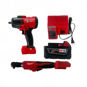Milwaukee M18 Compact Cordless Tool Combo Kit Features High Torque Impact Wrench ,Ratchet Wrench, Ideal For On-Site Repairs, Remote Work Sites And Home Projects, Offers  Drop-Resistant Construction ,Efficient Battery-Powered Operation