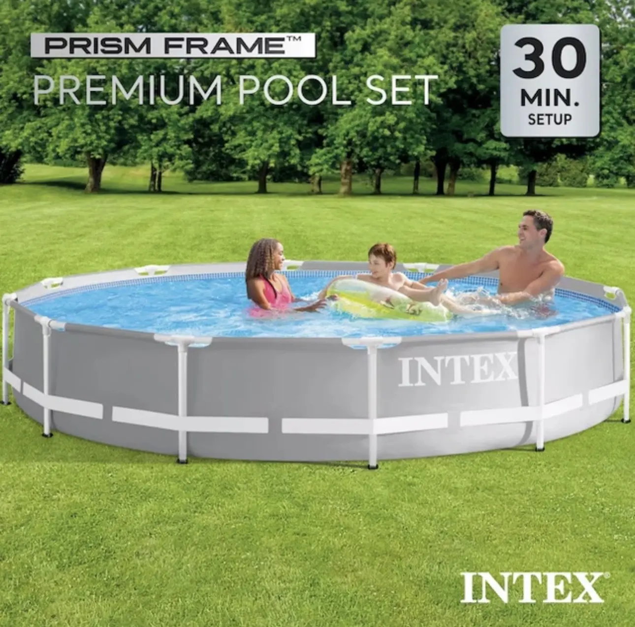Intex 12ft x 30in Round Above Ground Pool Metal Frame Swimming Pool New