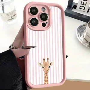 Pink-Horned Giraffe Design Phone cases Case Compatible with iPhone 17 Pro Max 16 16e 15 14 Plus 13 12 Mini 11 Air X XS Pattern TPU Lens Protection Durable Soft Cover Valentine's Day Gift 2D printing