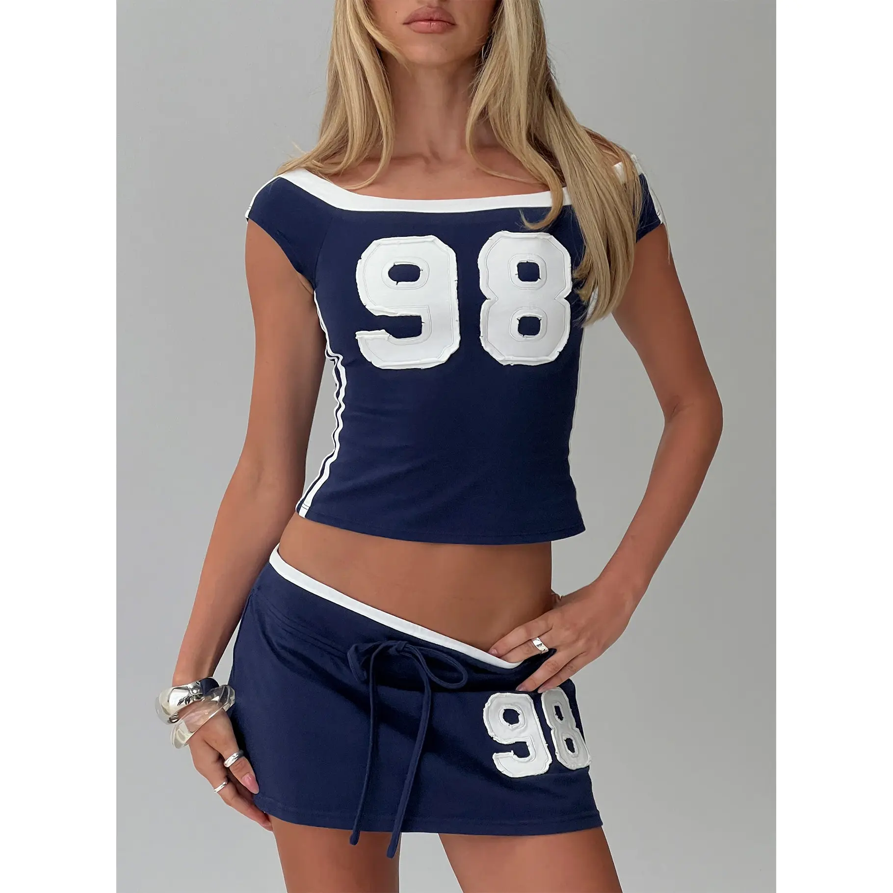 98 Baby Off The Shoulder Top Navy