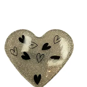Heart Shape Coasters with Design Resin - Sparkling Heart Design Decorative Item