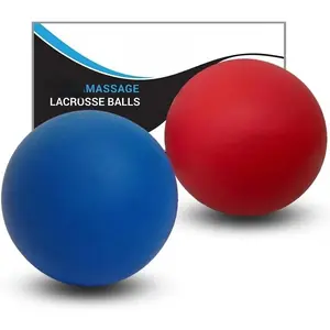 Massage Lacrosse Balls for Myofascial Release, Trigger Point Therapy, Muscle Knots, and Yoga Therapy. Set of 2 Firm Balls (Blue and Red) Body Care Relaxation Aid