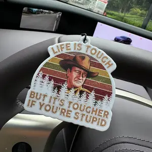 Vintage John Wayne Car Air Freshener, Aromatherapy Scented Paper Pendant, Long-Lasting Fragrance for Rearview Mirror & Vent, Car Diffuser, Car Accessory
