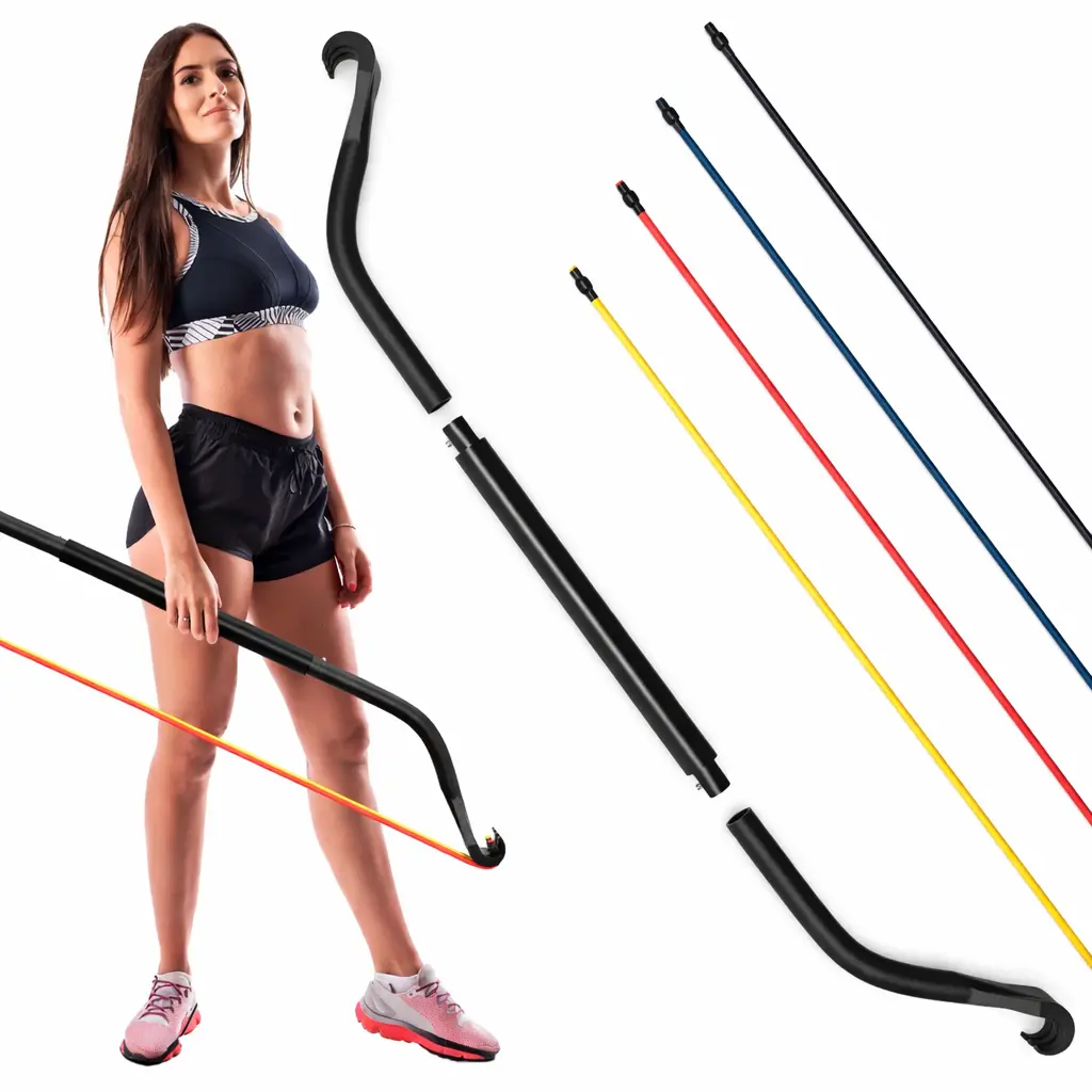 BODYROCK Resistance Bar Kit with(4) Bands Full Body Home Gym Trainer for Strength Training & Muscle Toning Portable & Adjustable Resistance Levels