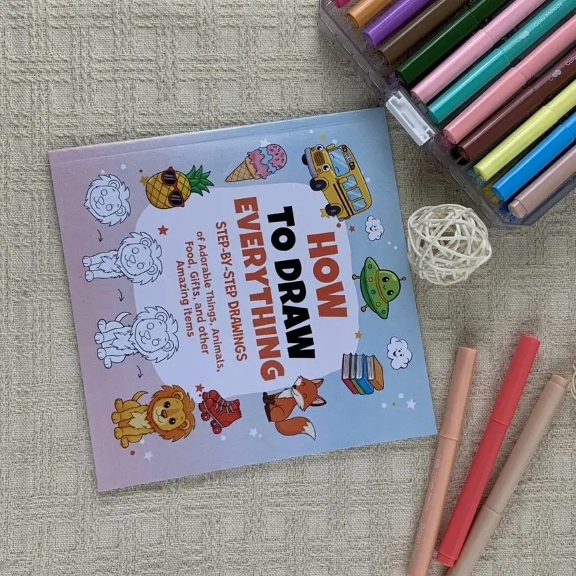 1pc How To Draw Everything Step-by-Step Drawing Book for Adults, Cute Animals & Objects Tutorials, Stress Relief Coloring & Drawing Pages