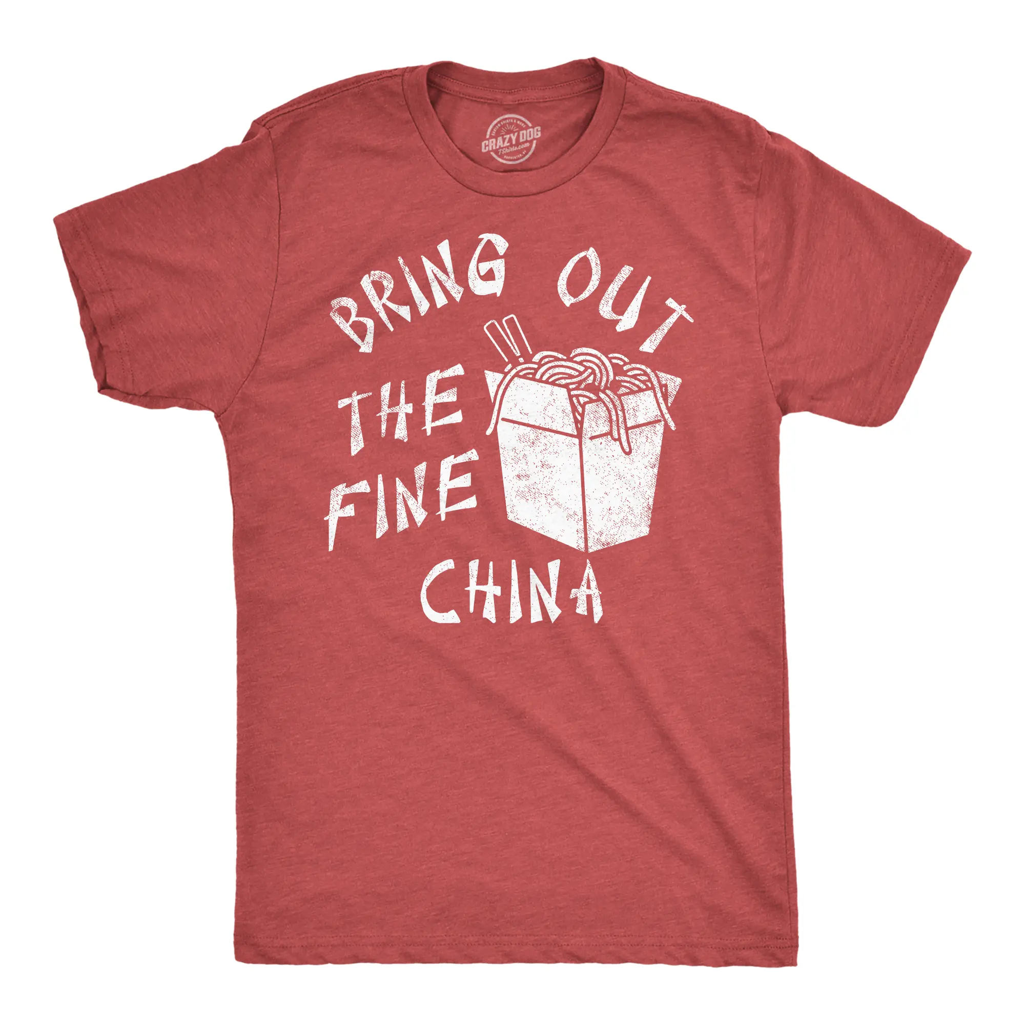 Mens Funny T Shirts Bring Out The Fine China Sarcastic Takeout Graphic Tee for Men Mens Funny T Shirts Cool Vintage Fashion T-Shirt Gift Classic Menswear Sarcastic Apparel for Men Funny Food Short Sleeve Red -