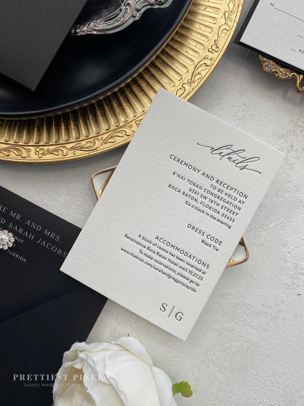 Black and White Letterpress Wedding Invitations | Black Invitations |  Style 1408