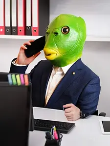 Adult Latex Fish Mask Costume, Party Dress-Up Animal Head Masks for Men & Women, / Monster Design, Unique Halloween Accessory