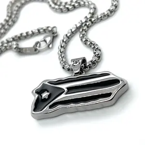 Papiichulo’s Mi Isla del Encanto Puerto Rican Necklace 316L Stainless Steel Durable Corrosion Resistant Pendant for Puerto Rican Pride