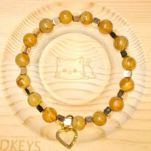 Bumblebee Beautiful Beads Bracelet with Heart Charm and Gold Accents for Stylish Accessory