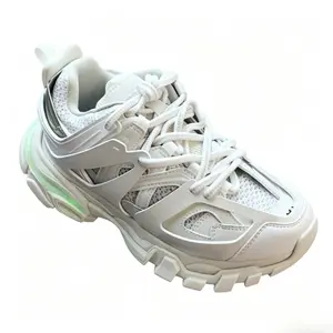 Unisex Glowing Sole Chunky Platform Sneakers, Y2K Fashion Breathable Mesh Non Slip Walking Shoes, Trendy Streetwear Height Increasing Shoes for Rave Concert Couple Matching