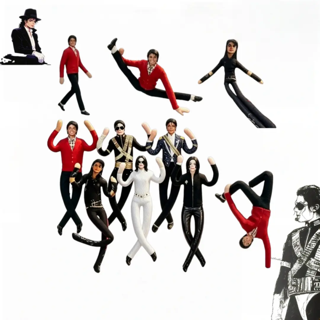 Michael Jackson Abstract Bendable Plush Doll,1pc/2pc/3pc-Built-in metal frame, double-sided printed stuffed toy that can be posed,cute girly gifts，plushies