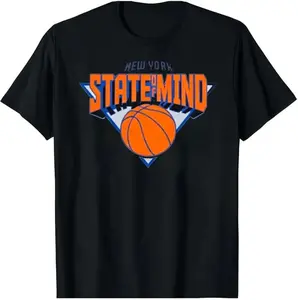 Youth and Adult NY State of Mind Basketball Graphic T-Shirt Unisex Cotton Casual Short Sleeve Crewneck Streetwear Tee For Basketball
